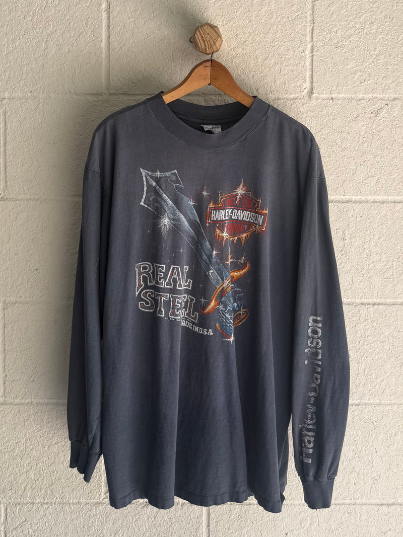 ‘80s Faded Real Steel Harley Long Sleeve