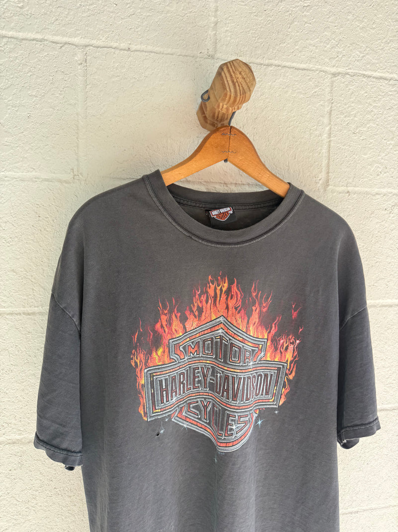 ‘00s Faded Flame Harley Logo Tee