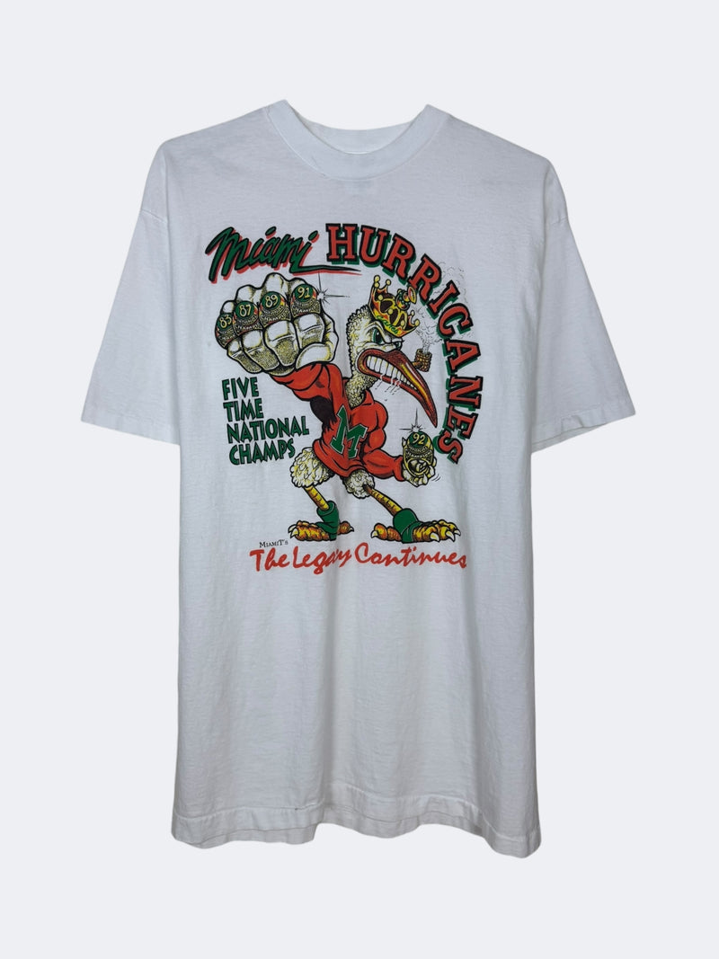 '90s Miami Hurricanes 5 Time National Champs Tee