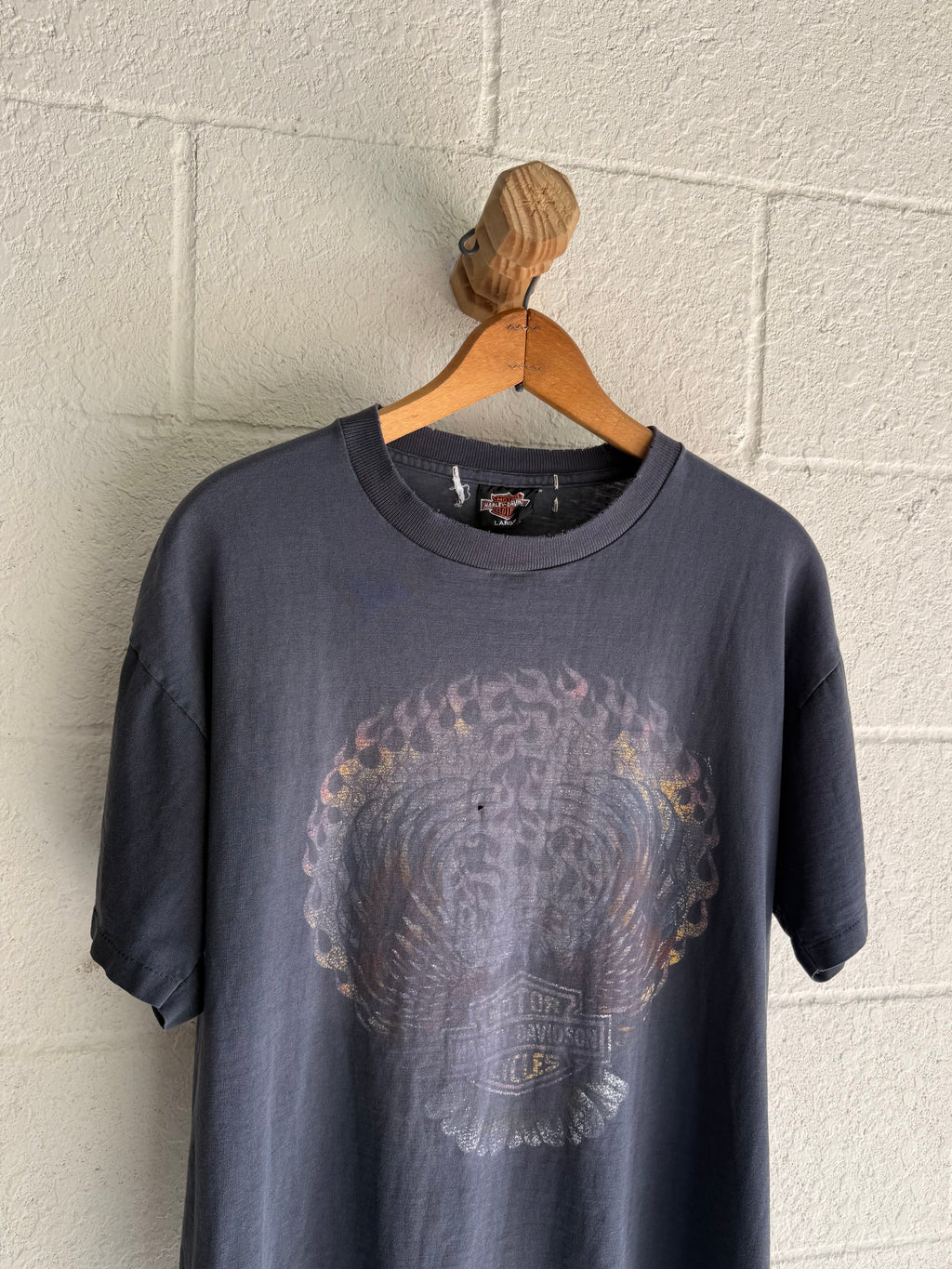 ‘90s Faded Flame Eagle Harley Tee