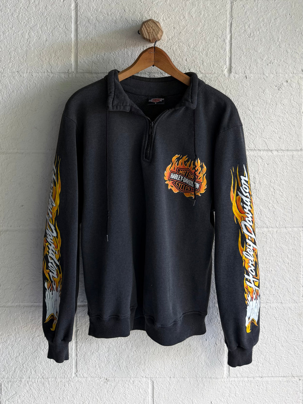'90s Flame Harley Quarter Zip