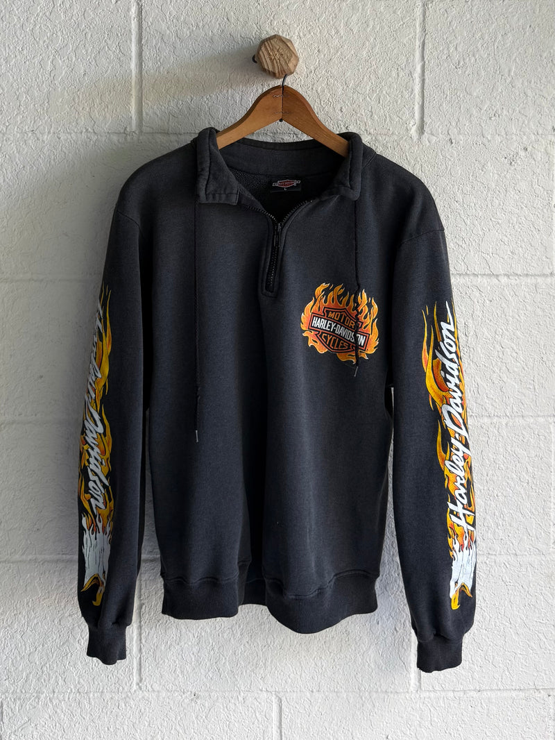 '90s Flame Harley Quarter Zip