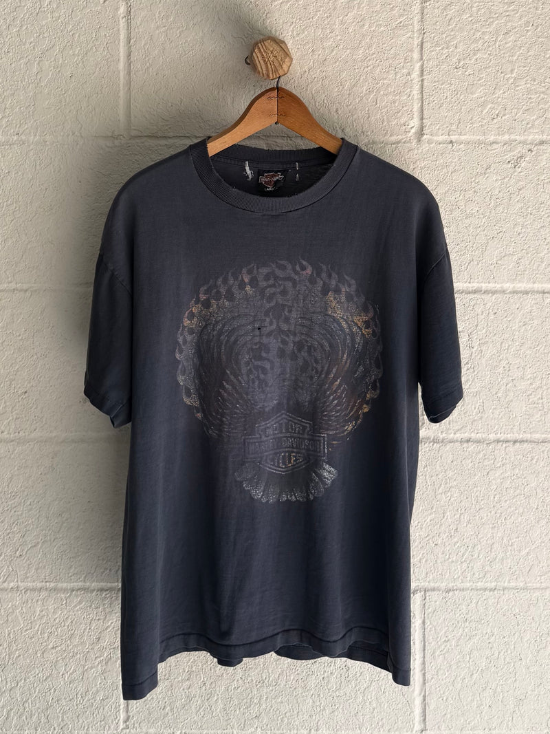 ‘90s Faded Flame Eagle Harley Tee