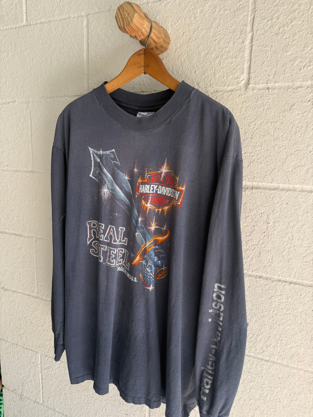 ‘80s Faded Real Steel Harley Long Sleeve