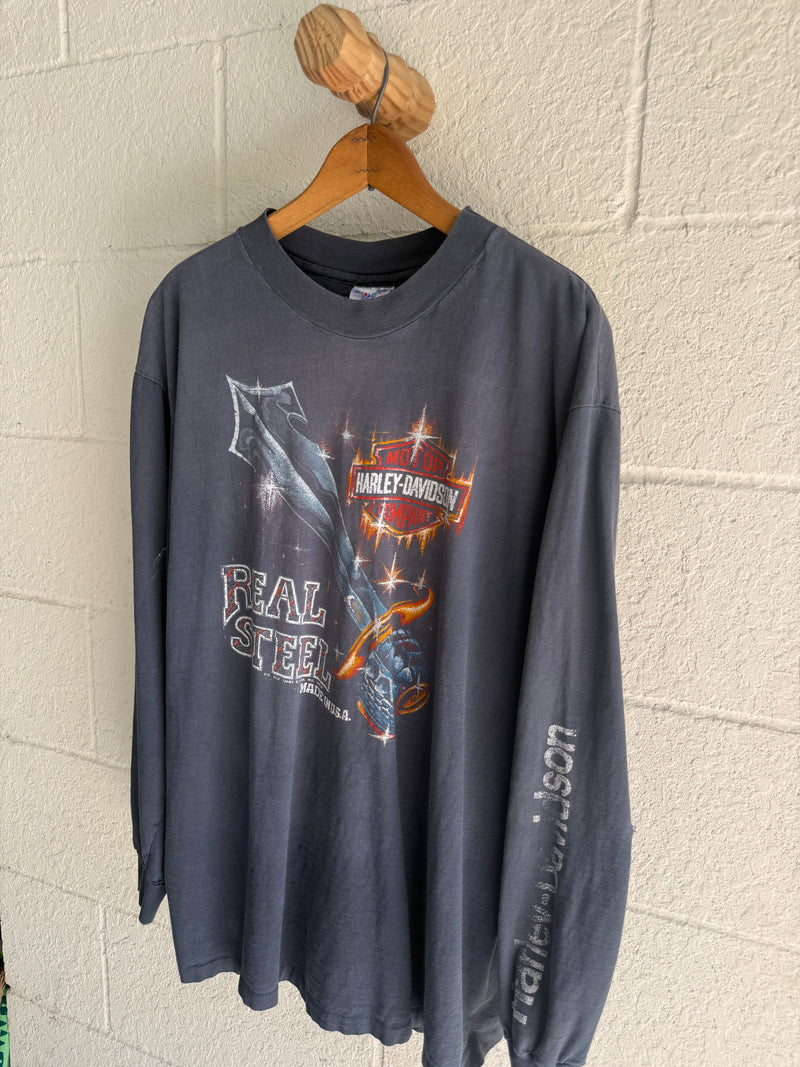 ‘80s Faded Real Steel Harley Long Sleeve