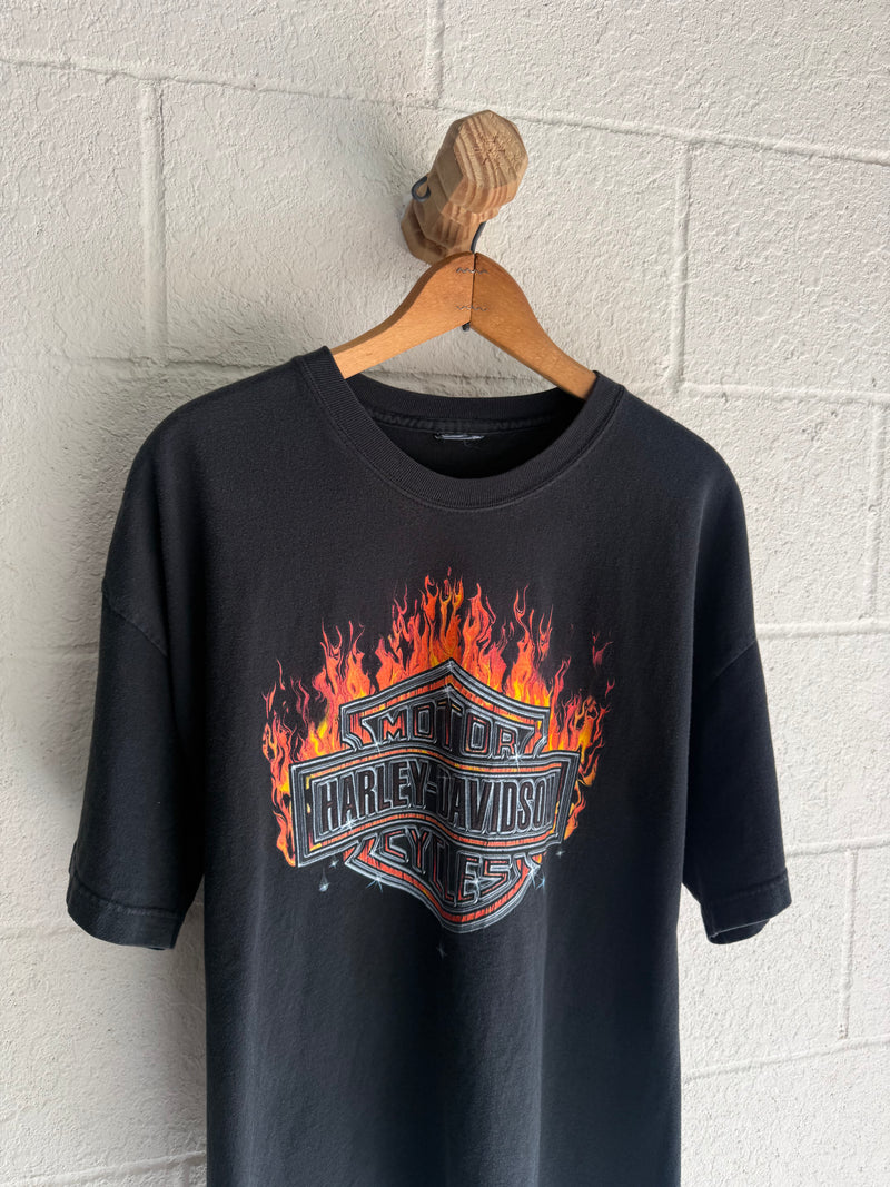 ‘00s Flame Harley Logo Tee