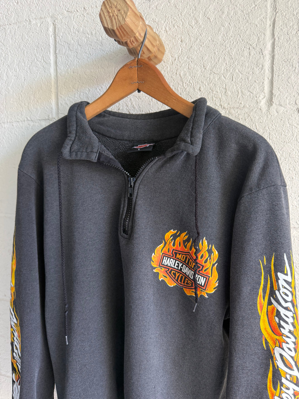 '90s Flame Harley Quarter Zip