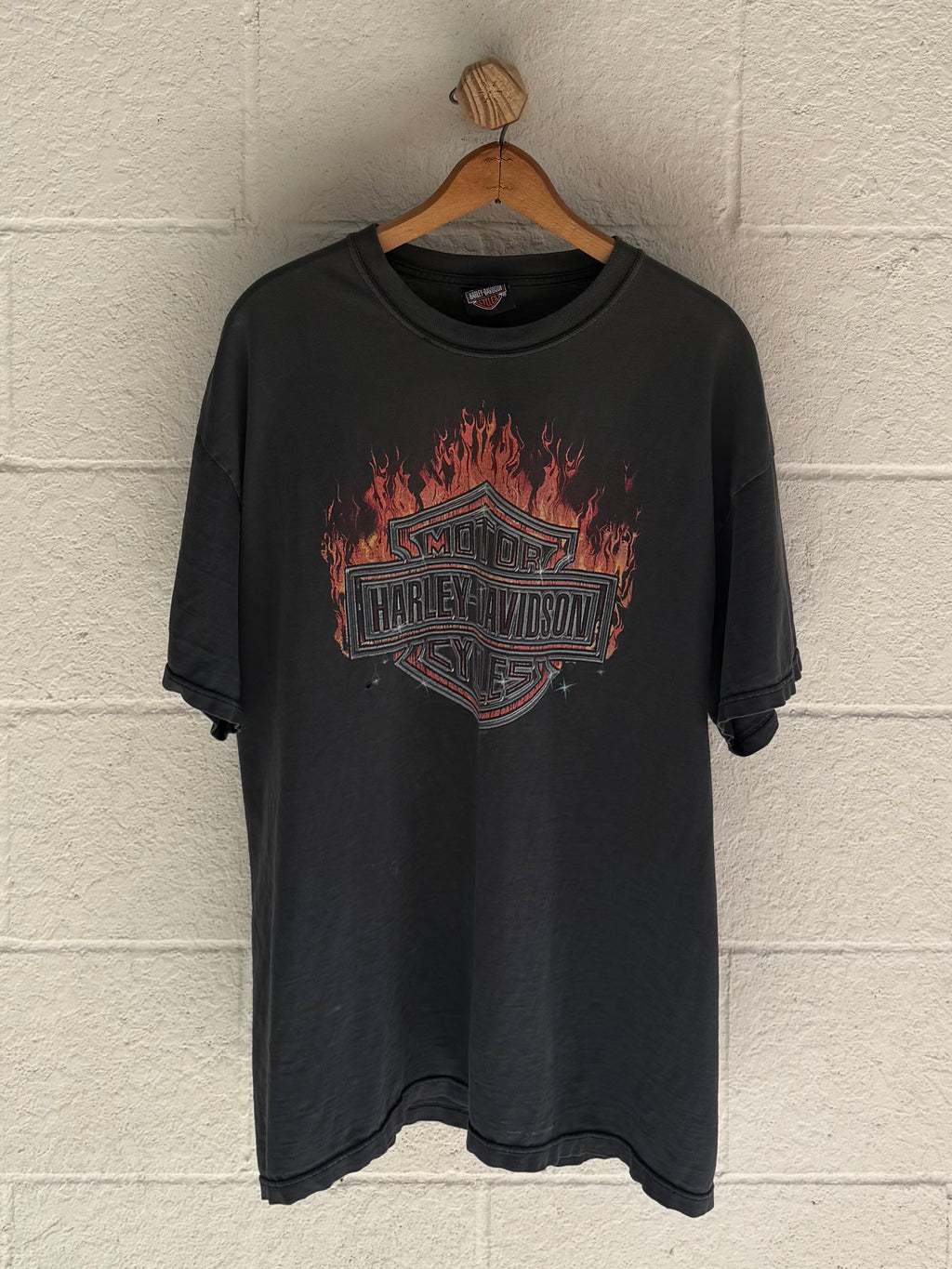 ‘00s Faded Flame Harley Logo Tee