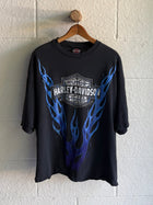 '90s Faded Boxy Blue V-Flame Harley Tee