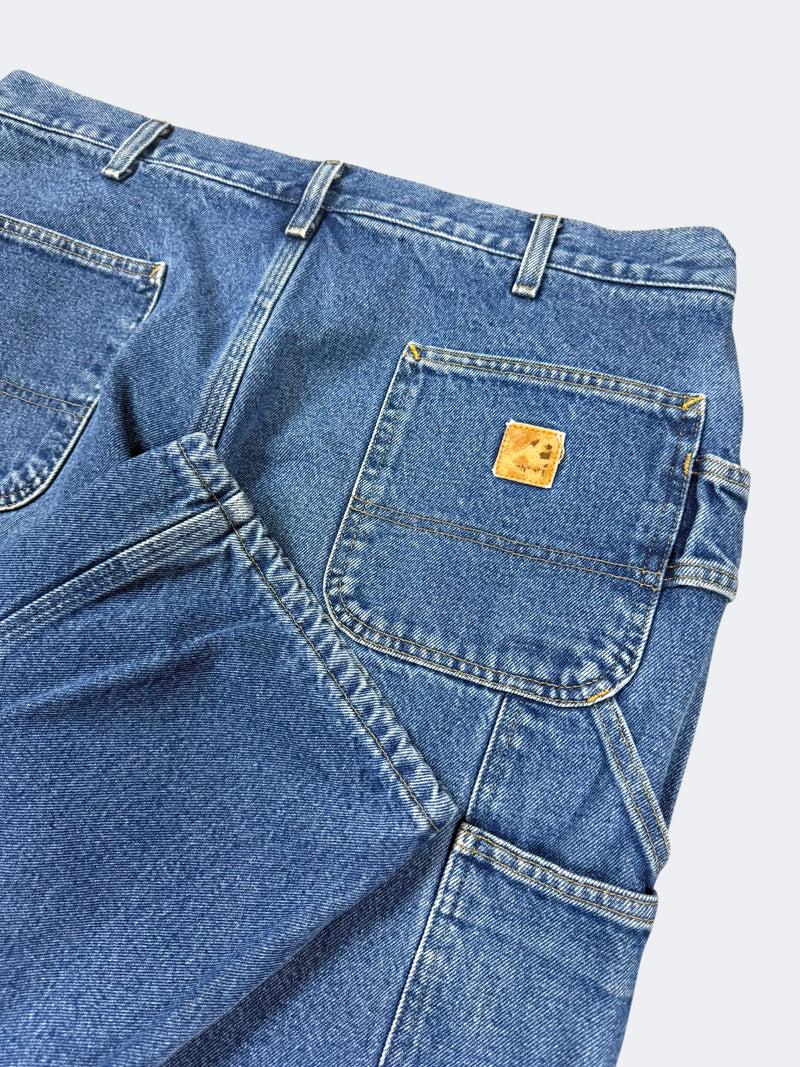 Blue Dark Wash Denim Heavyweight Carhartt Pants (38 x 30)