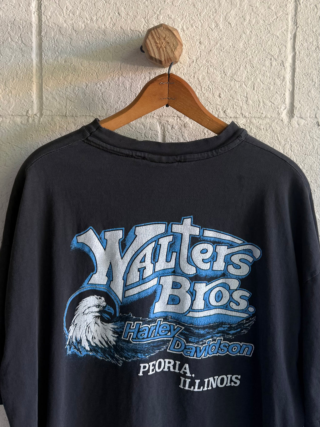'90s Faded Boxy Blue V-Flame Harley Tee