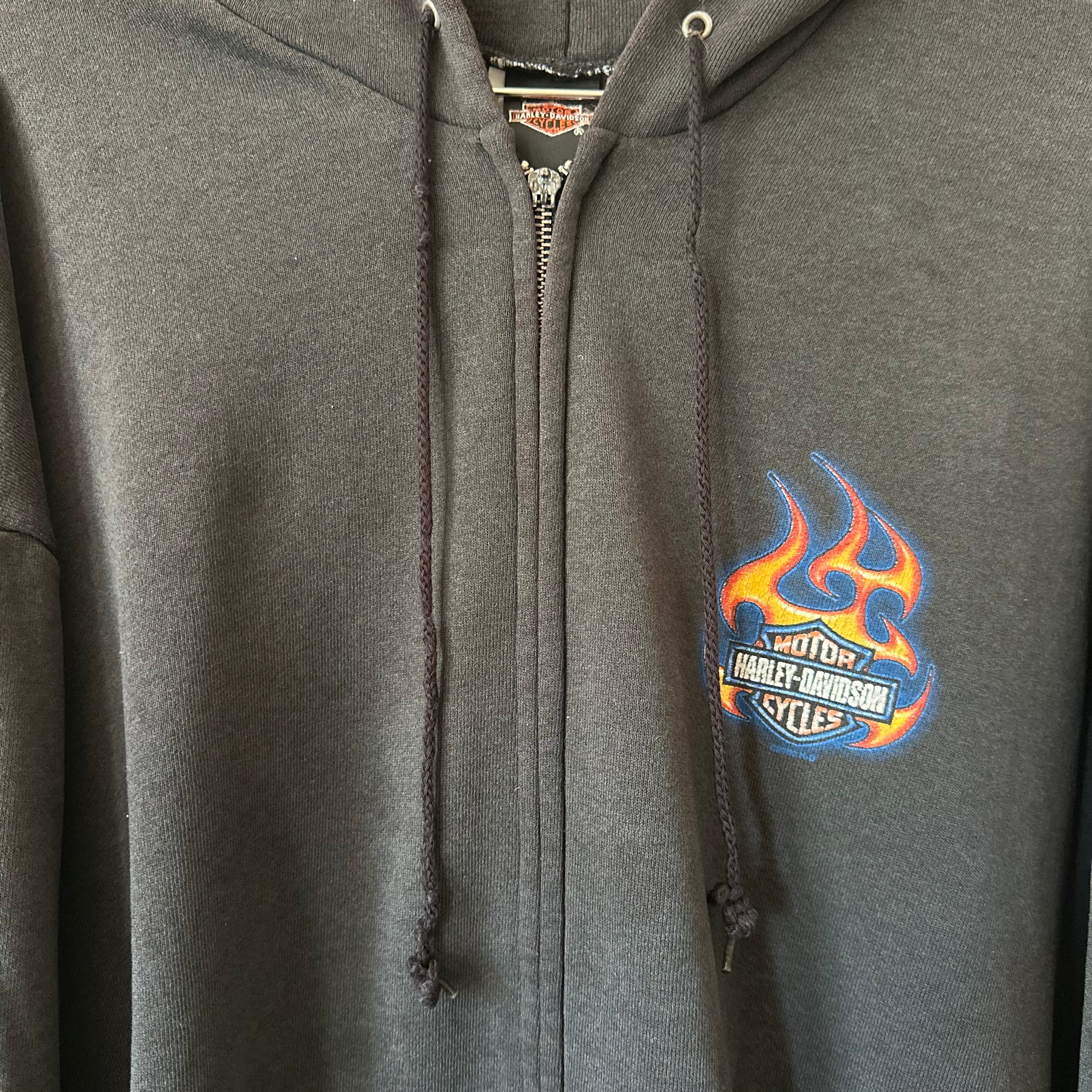 '90s/'00s Flame Zip-Up Harley Hoodie