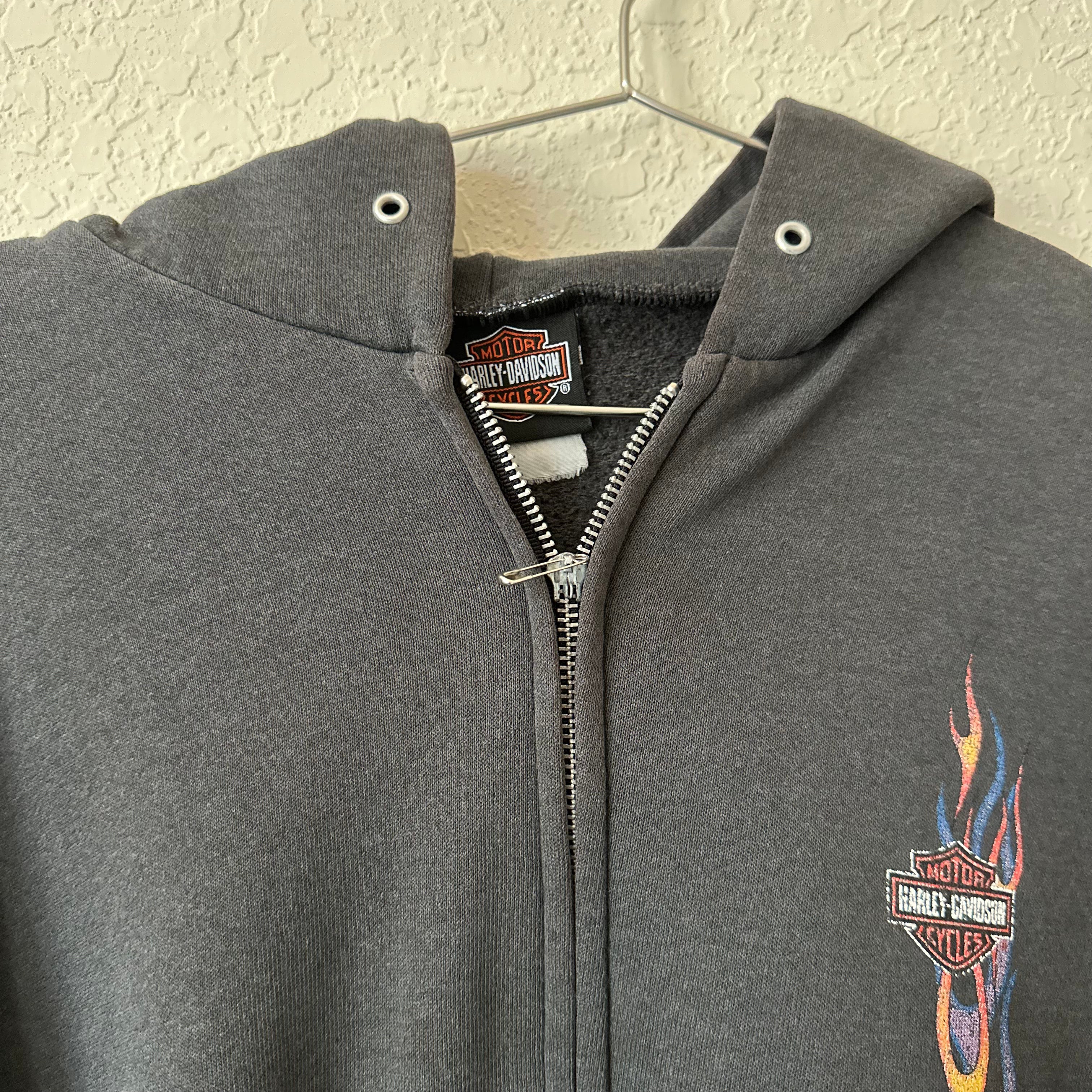 '90s/'00s Faded Flame Harley Zip-up Hoodie