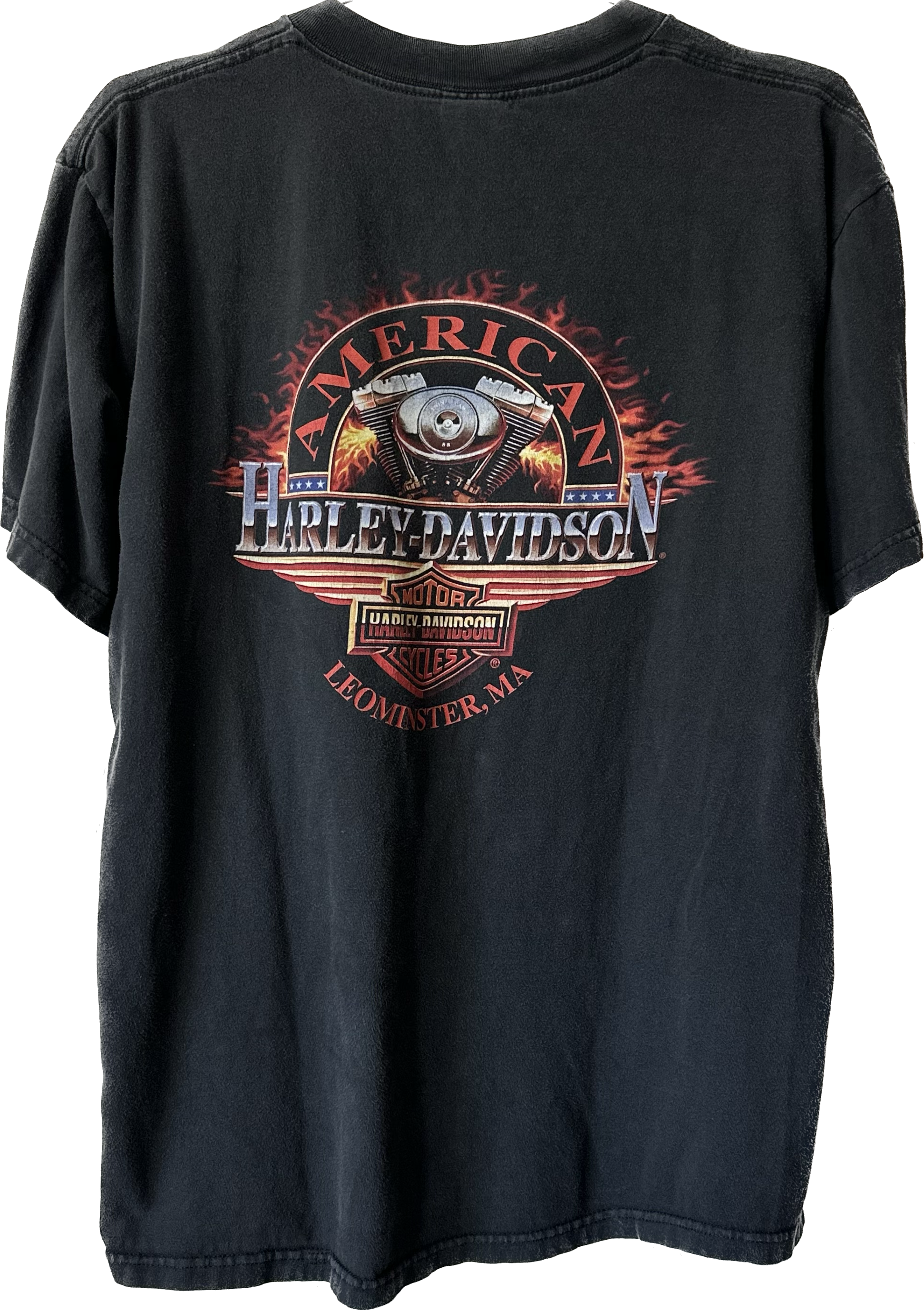 2000 Flame Wolf & Eagle Harley Tee