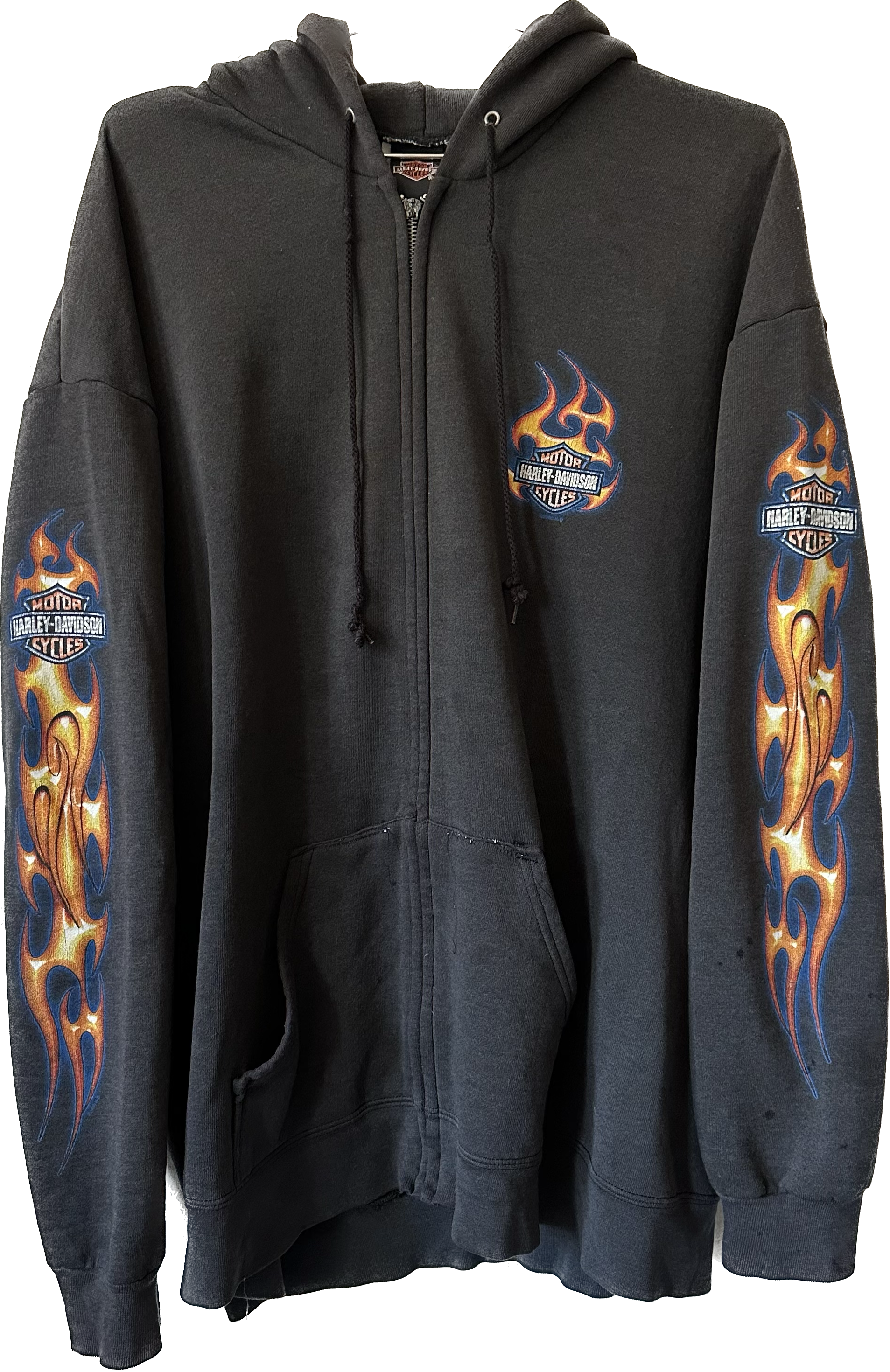 '90s/'00s Flame Zip-Up Harley Hoodie