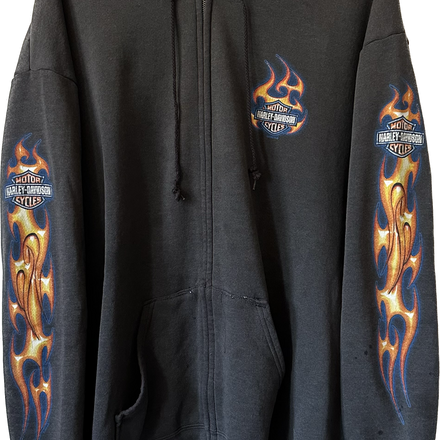 '90s/'00s Flame Zip-Up Harley Hoodie