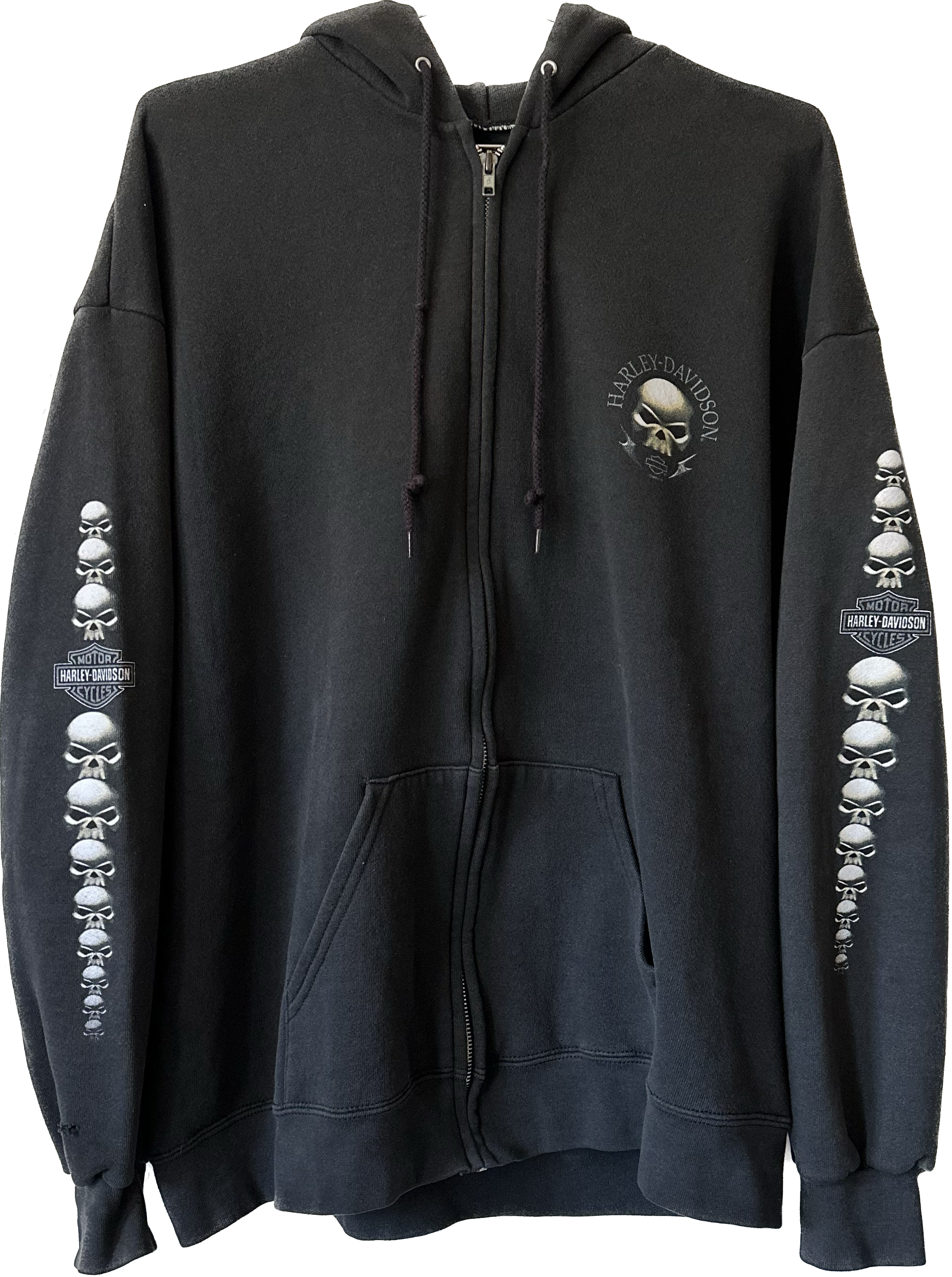 '00s Skull Harley Zip-Up Harley Hoodie