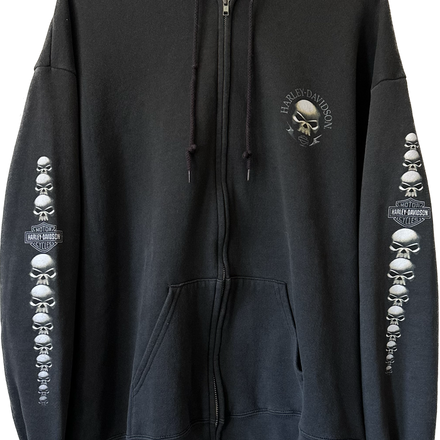 '00s Skull Harley Zip-Up Harley Hoodie