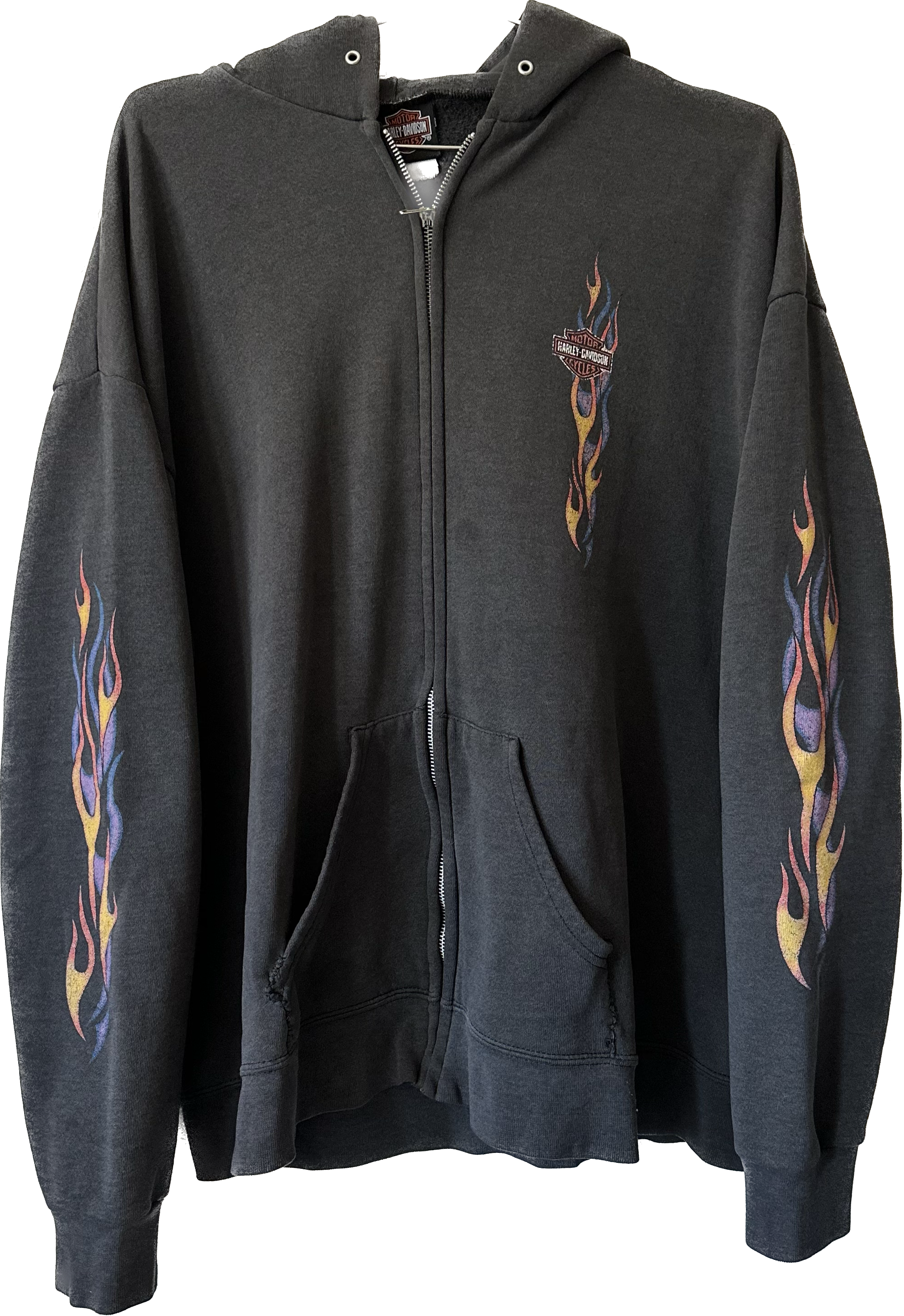 '90s/'00s Faded Flame Harley Zip-up Hoodie